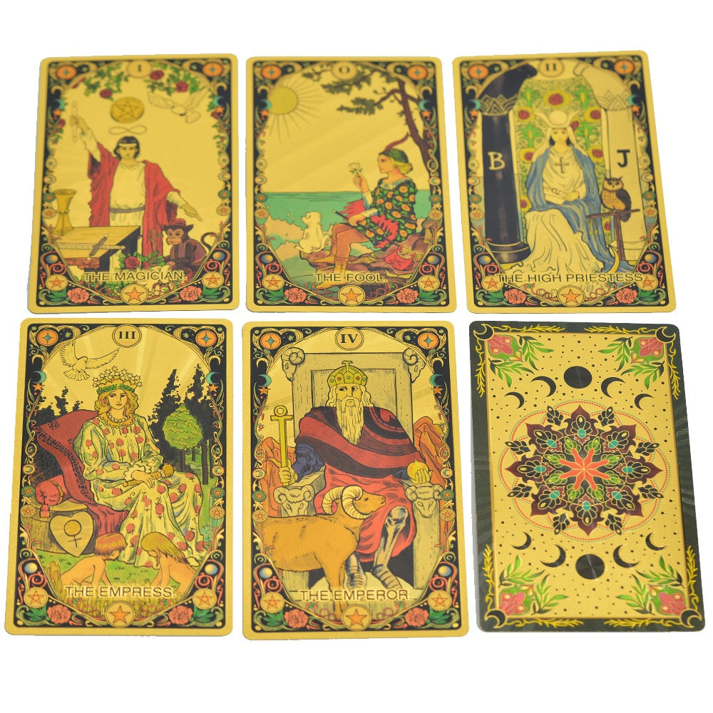 Cartes de Tarot en plastique 78 cartes Classic Rider-Waite Deck Gold Foil Stamping Imperméable