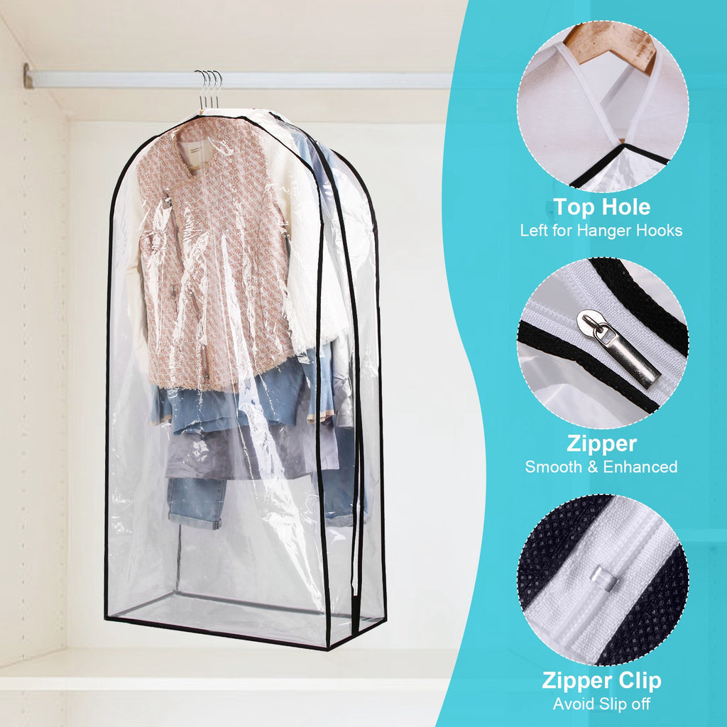 5 Pack 60In OU 40In Options Sac de vêtement pour suspendre des vêtements Organisation Imperméable à la poussière Waterpr