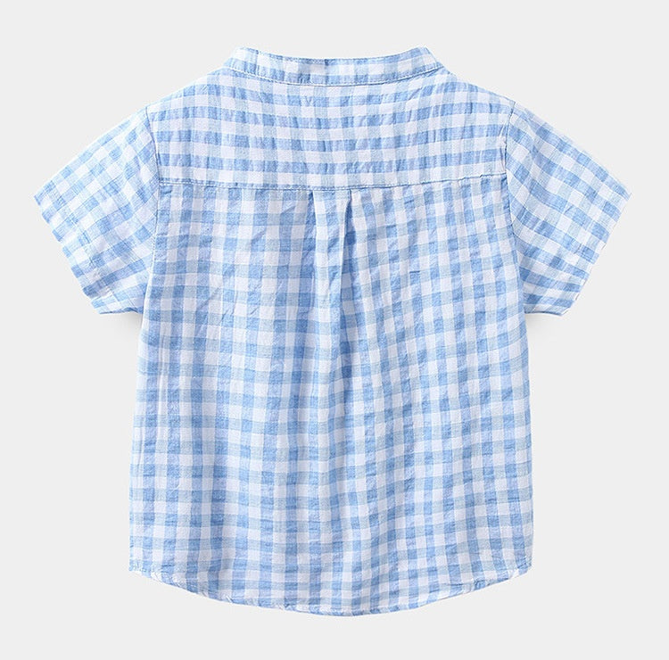 Chemise à manches courtes en coton bleu pour enfants