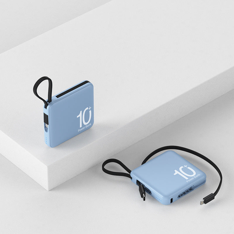 Mini Banque de puissance grande capacité petite et ultra-mince avec câble source d'énergie portable