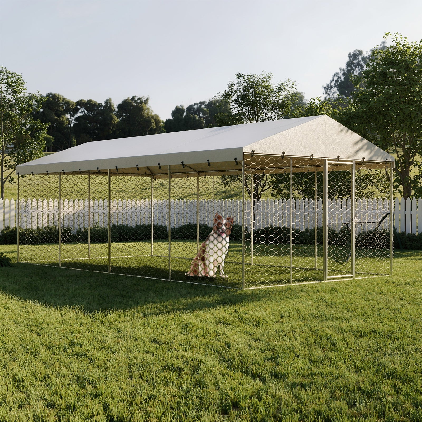 10x20 FT Grand Kennel de chien extérieur avec canopée