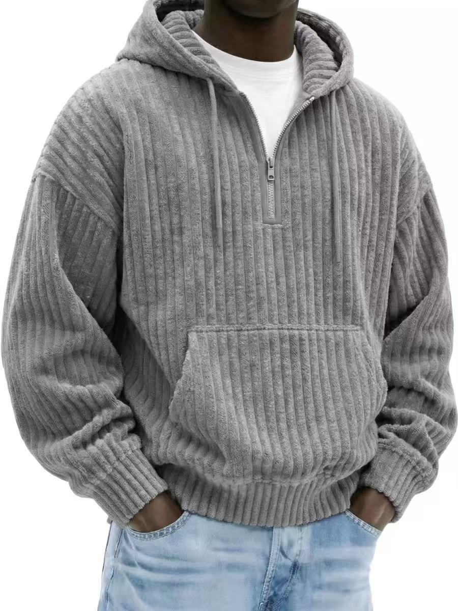 Coq à capuche pour hommes Corduroy en couleur solide