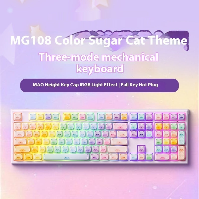 Clavier mécanique de chat de sucre coloré Le troisième examen Mock Bluetooth