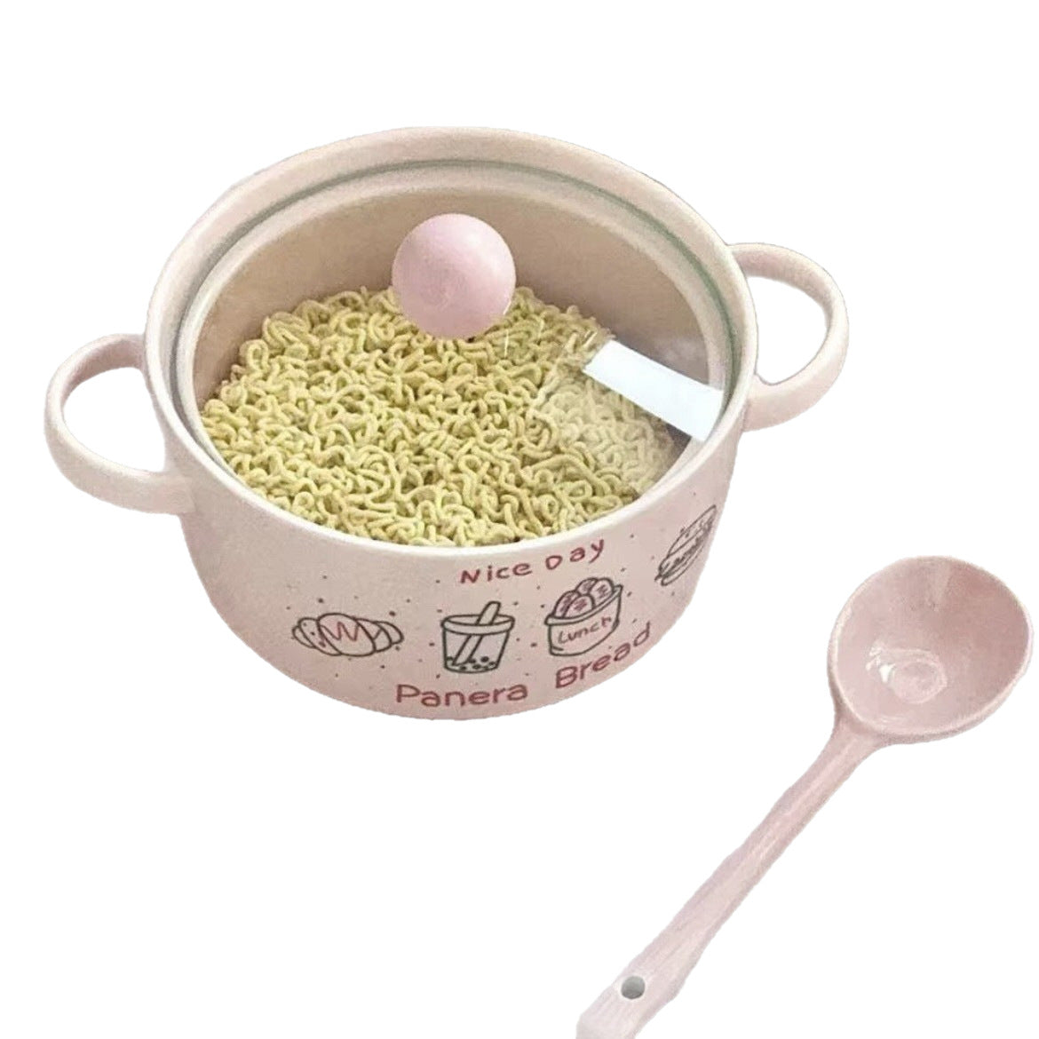 Couvercle à double poignée en céramique anti-calcaire Instant Noodle Bowl