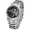 Lauréat Round Hollow Transparent Montre en acier mécanique