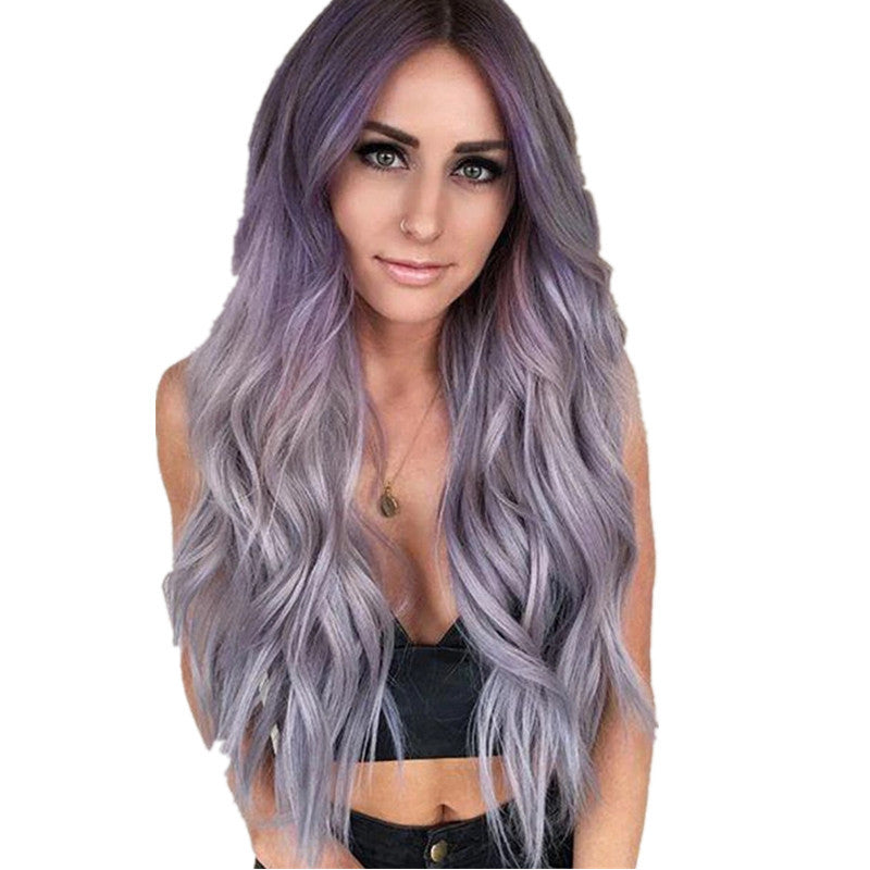 Grade violet-gris cheveux ronds longs bouclés