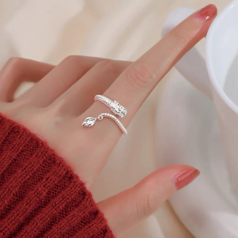 Maillard Pearl Bague Perlé Rope Élastique Femme Artistic Stacking Index Finger Ring High-E