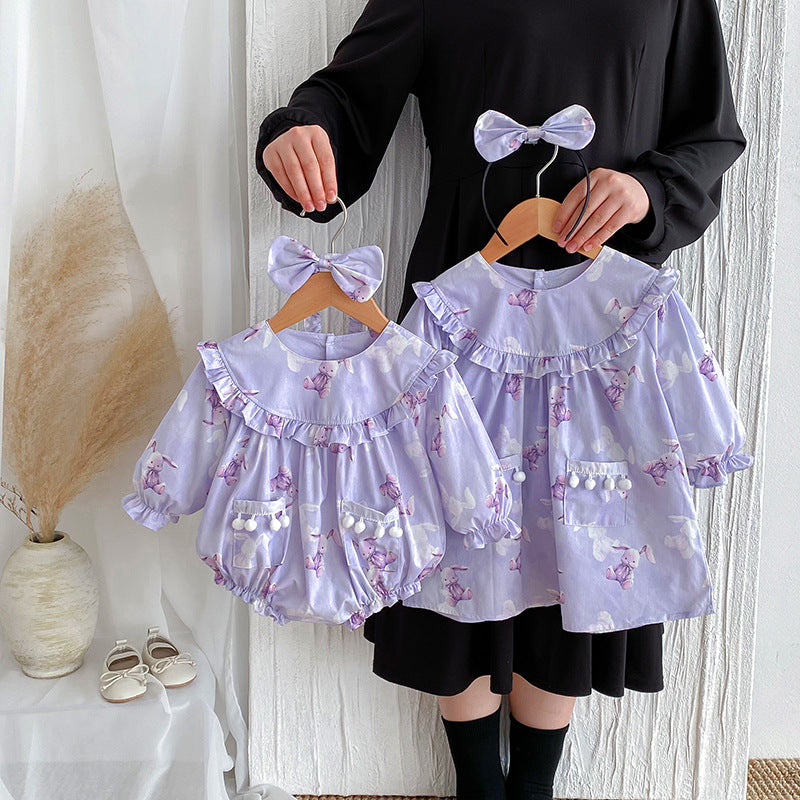 Bébé fille Triangle Rompers robe violette