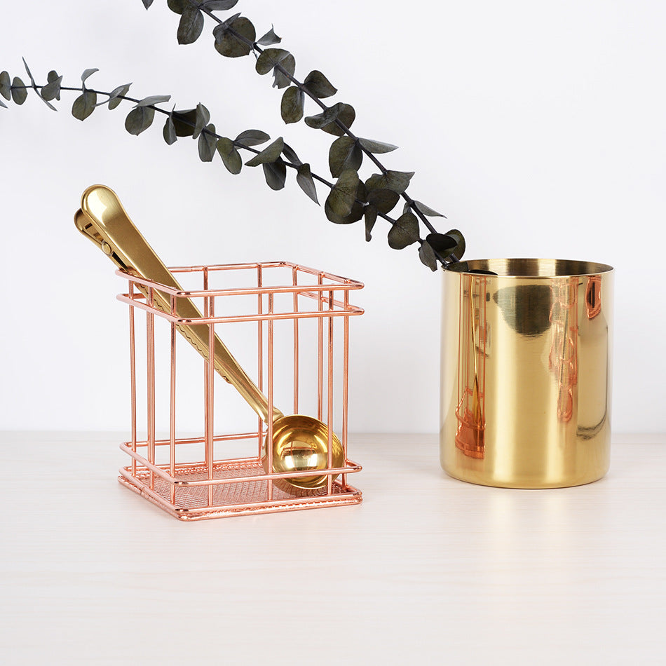 Fer rose or carré stylo rond support sundry bureau