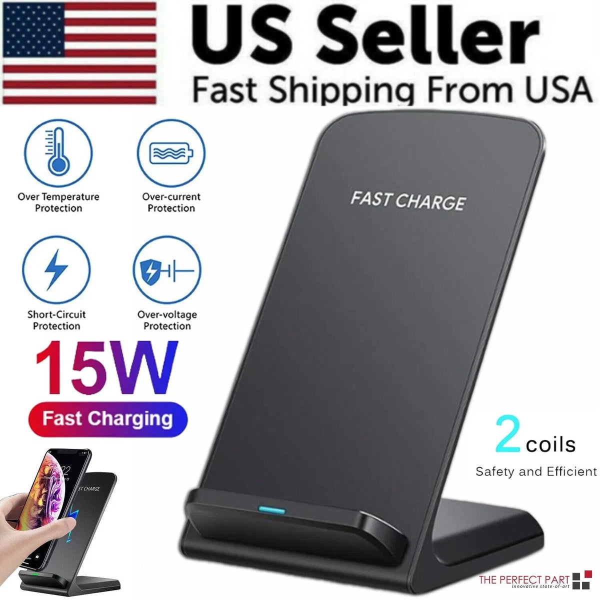 Qi Wireless Fast Charger Charging Pad Stand Dock for Galaxy Phone