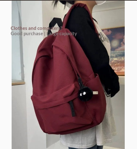 Femmes Moyen école étudiant Grande capacité Simple Sac à dos en couleur solide
