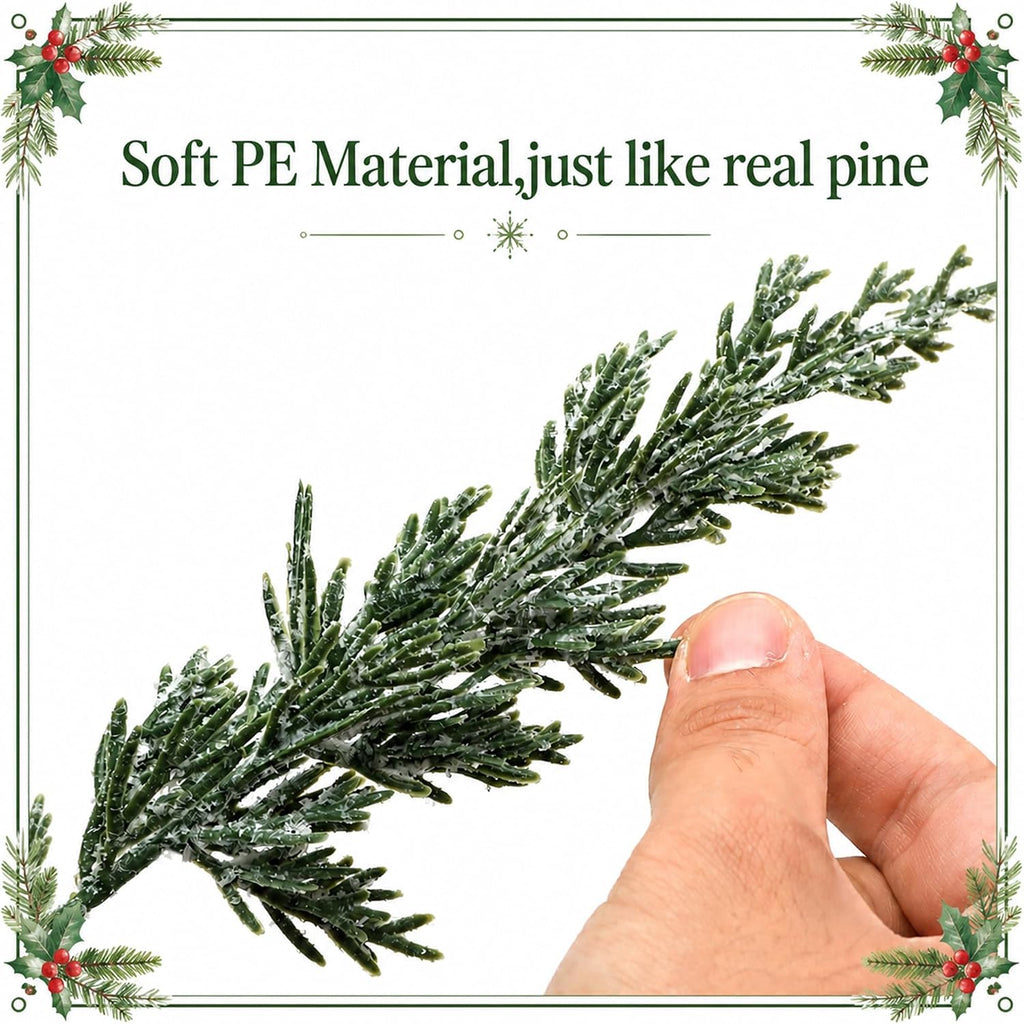 Branches artificielles de Noël Neige Norfolk Pine 35 PCS avec des tiges de baies rouges