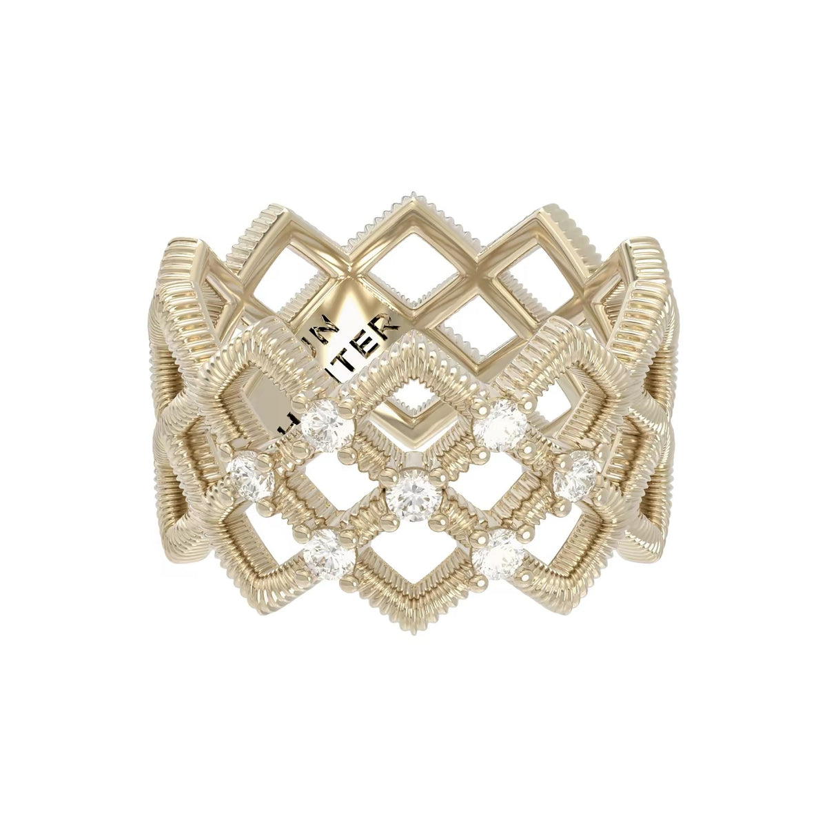 Trois lignes horizontales Bijoux Iris Fleur Anneau Lumière Titanium Dentelle Hollow Maillard Lumière