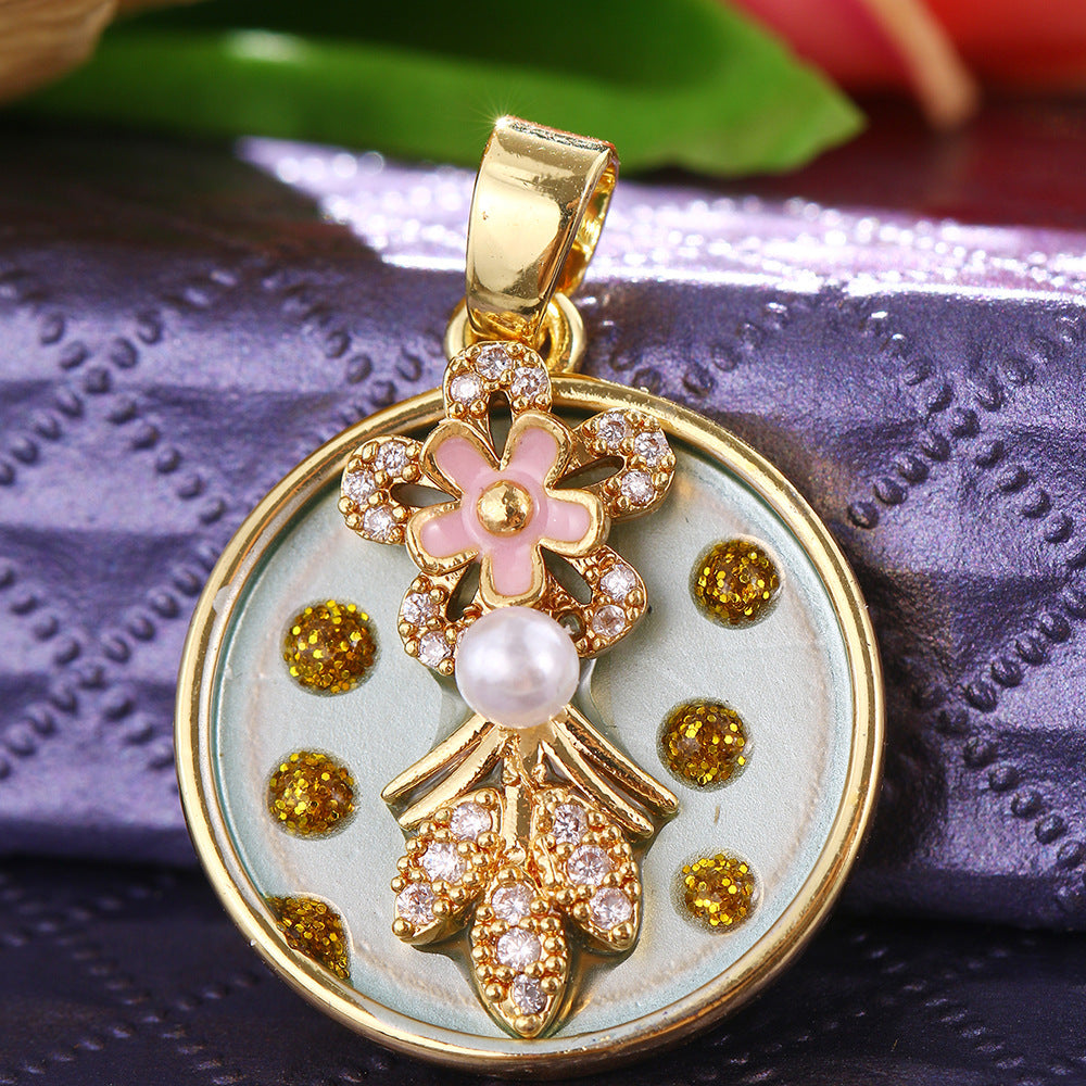 Pendentif de bricolage pour collier à clips universels avec peinture florale