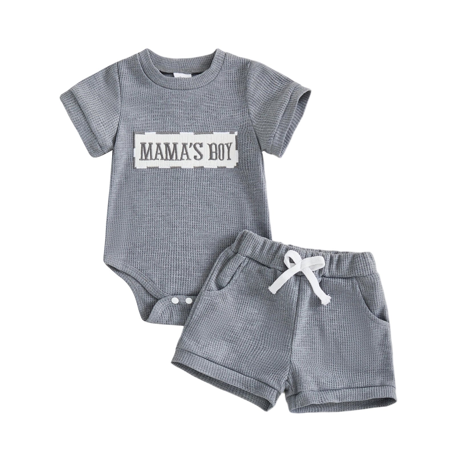 Romper imprimé à la gaufre et shorts pour bébés garçons