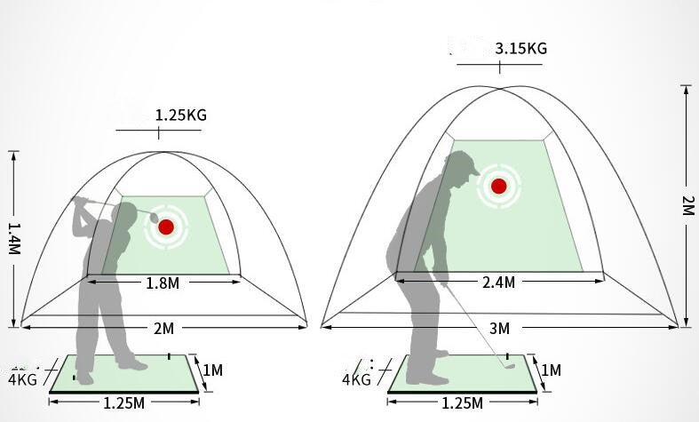 Réseau de pratique du golf intérieur et extérieur