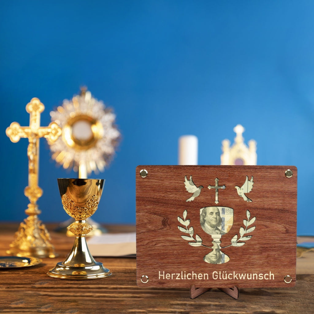 Cadeau d'argent Chalice d'Arthur pour un baptême Chalice en bois Cadeau Confirmation Cadeau Comm