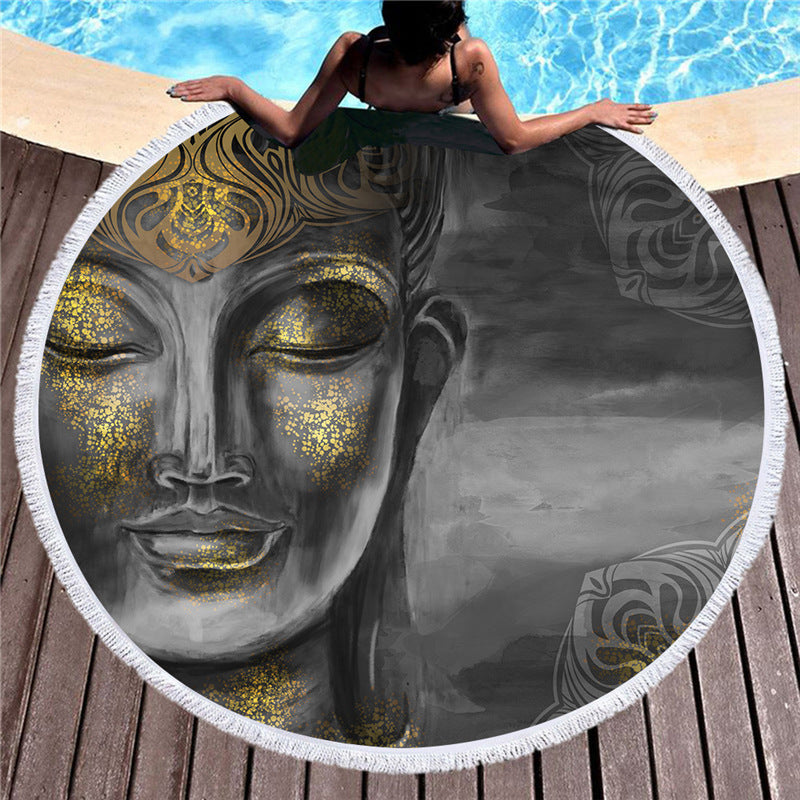 Serviette de plage ronde statue de Bouddha indien