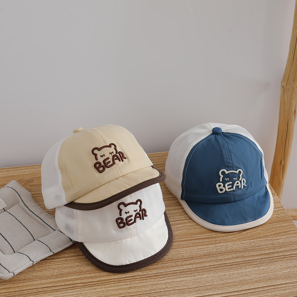 Lettre brodée d'été et de printemps pour enfants à mèche légère BEAR Baseball Ca