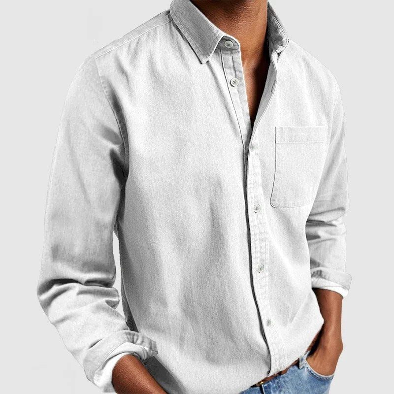 Amazon Commerce extérieur Europe et les États-Unis Lapel homme chemise de couleur solide hommes