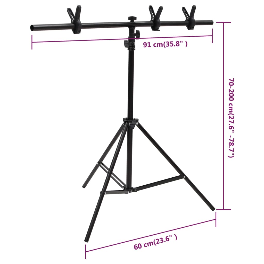 Stand fond en T 91x60x(70-200) cm