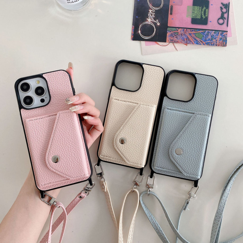 Cas de protection du boîtier téléphonique 14 Lychee Pattern Crossbody