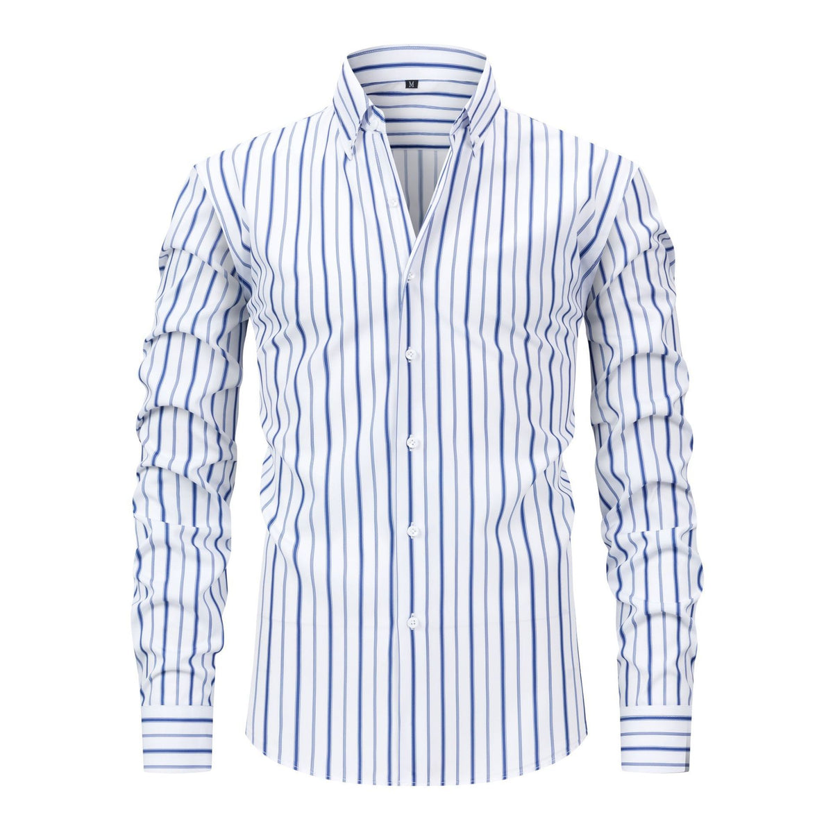 Jiana Quatre-Way stretch imprimé numérique rayé manches longues Lapel hommes chemise-comme homme S