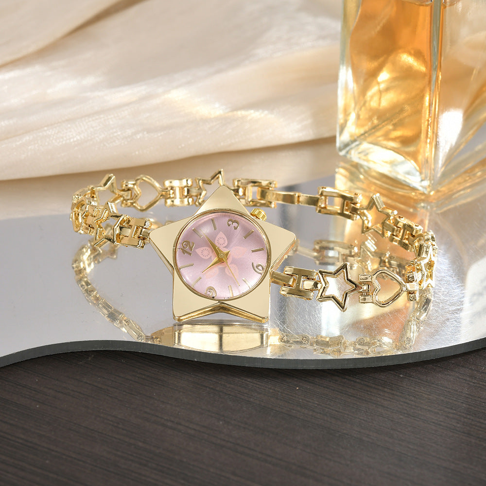 Élégant Edgy mais doux montre les femmes avec une étoile et le cœur en chaîne quartz Montre