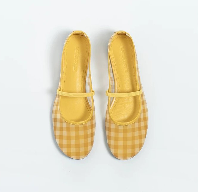 Chaussure Vintage Pastoral Plaid Mesh Mary Jane