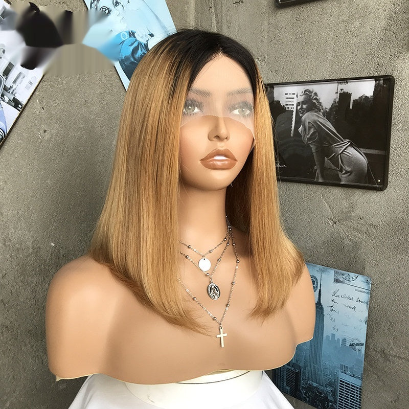 Coiffure humaine réelle européenne et américaine droite Bob Lace Wig Cap
