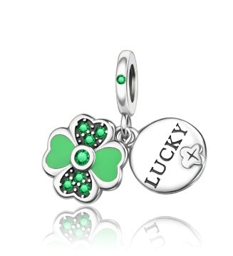 Bricolage pendentif argent-plaqué coeur charmant Lucky Bracelet Collier perlé