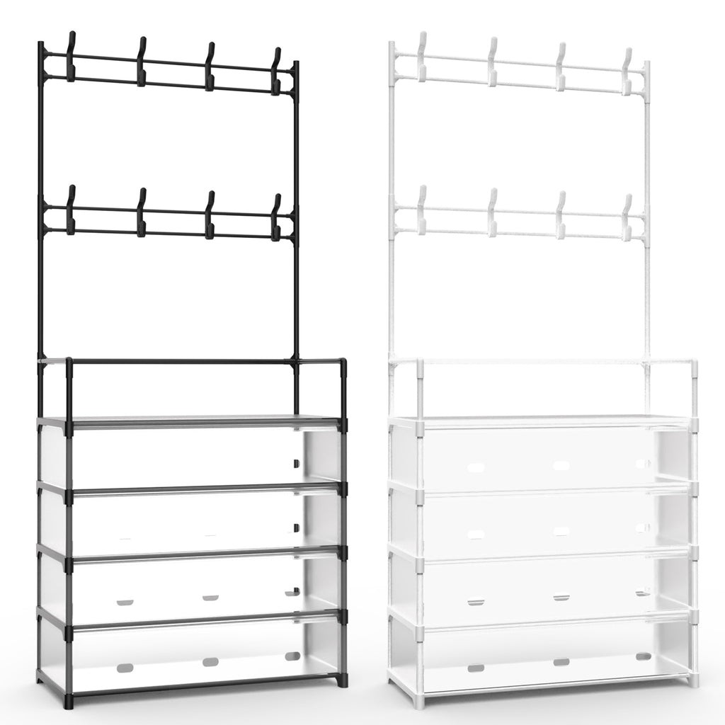 1Pc 5plus résistant à la poussière Hall d'entrée Tree Rack Rack de chaussures avec 8 crochets amovibles Freestan