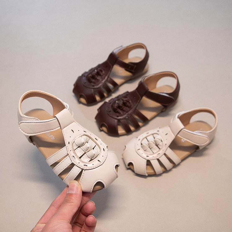 Ins Baotou Woven Roman Sandales Summer Korean Version Filles Hollow Princess Shoes Beach Wit
