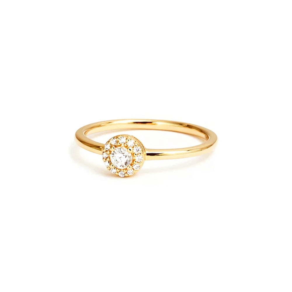 Coin arrondi du vent Moissanite Anneau Or 18K