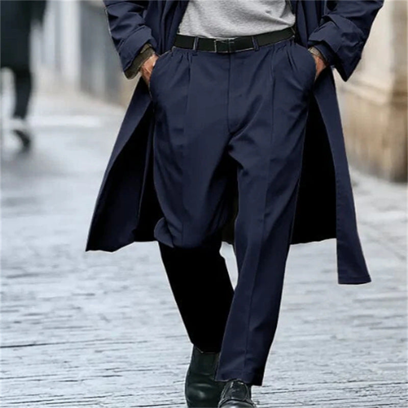 Hommes Affaires Formel Solid-Color New-Style Outdoor Street-Style Straight-Leg Pantalons de costume