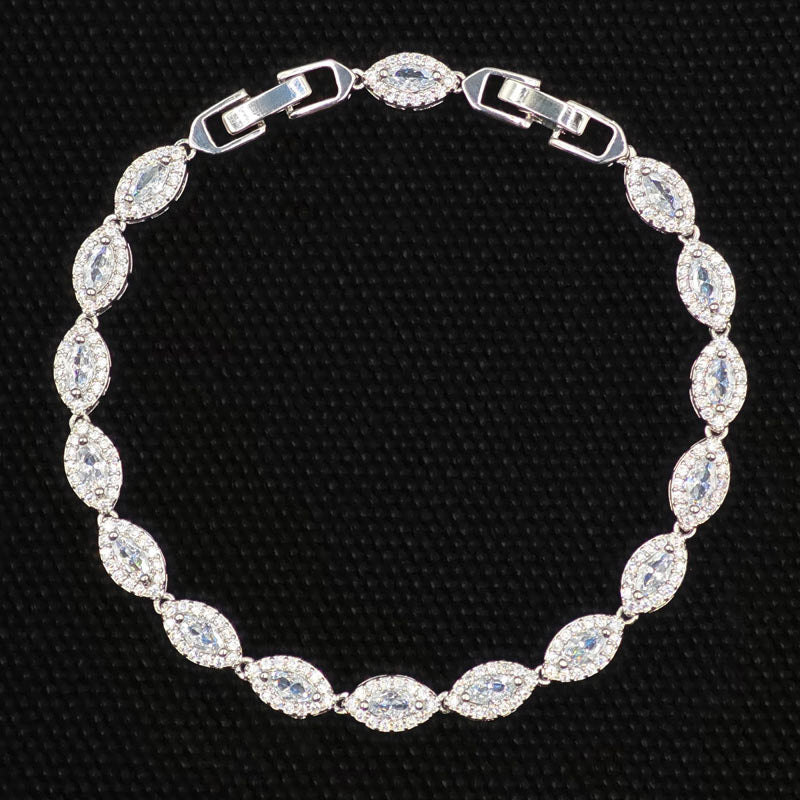 Bracelet de tennis Marquise Zircon de luxe Elégant argent ton cristal bijoux femmes party mer