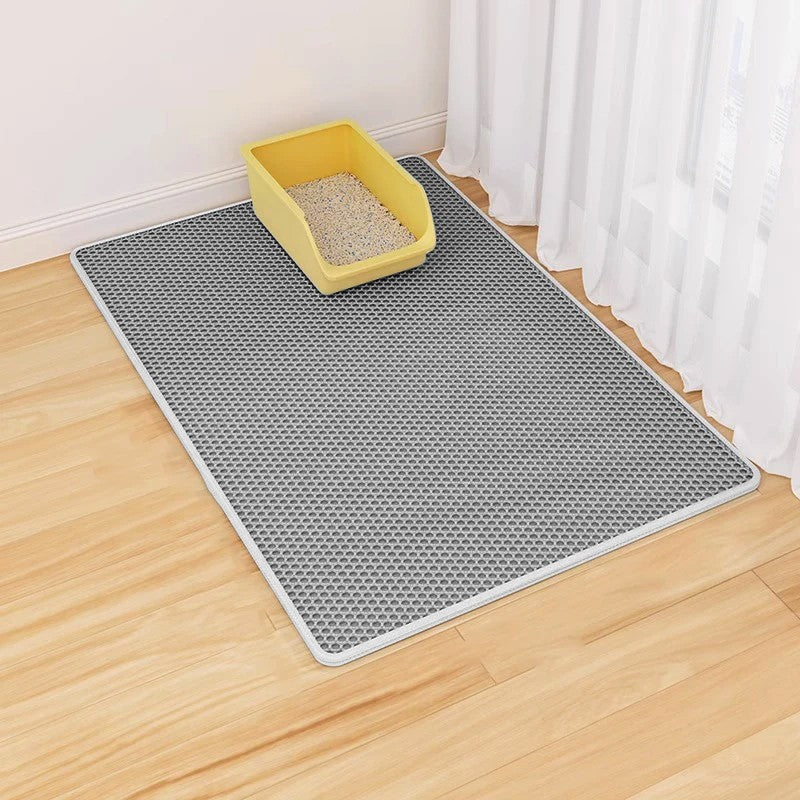 Grand tapis de litière double couche pour chat Non-dépliant pour chat Boîte à litière