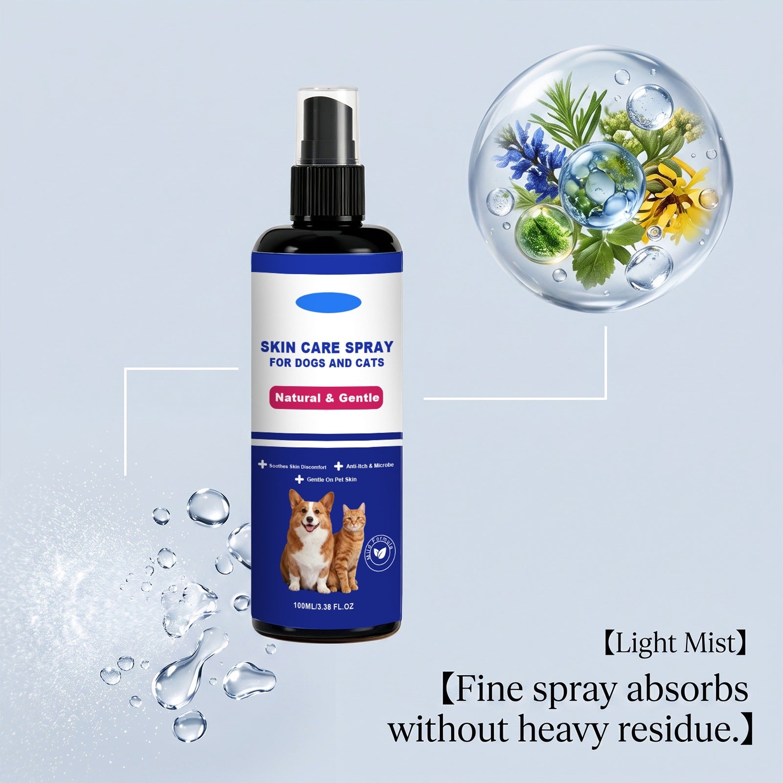 Spray soin de la peau pour chiens et chats