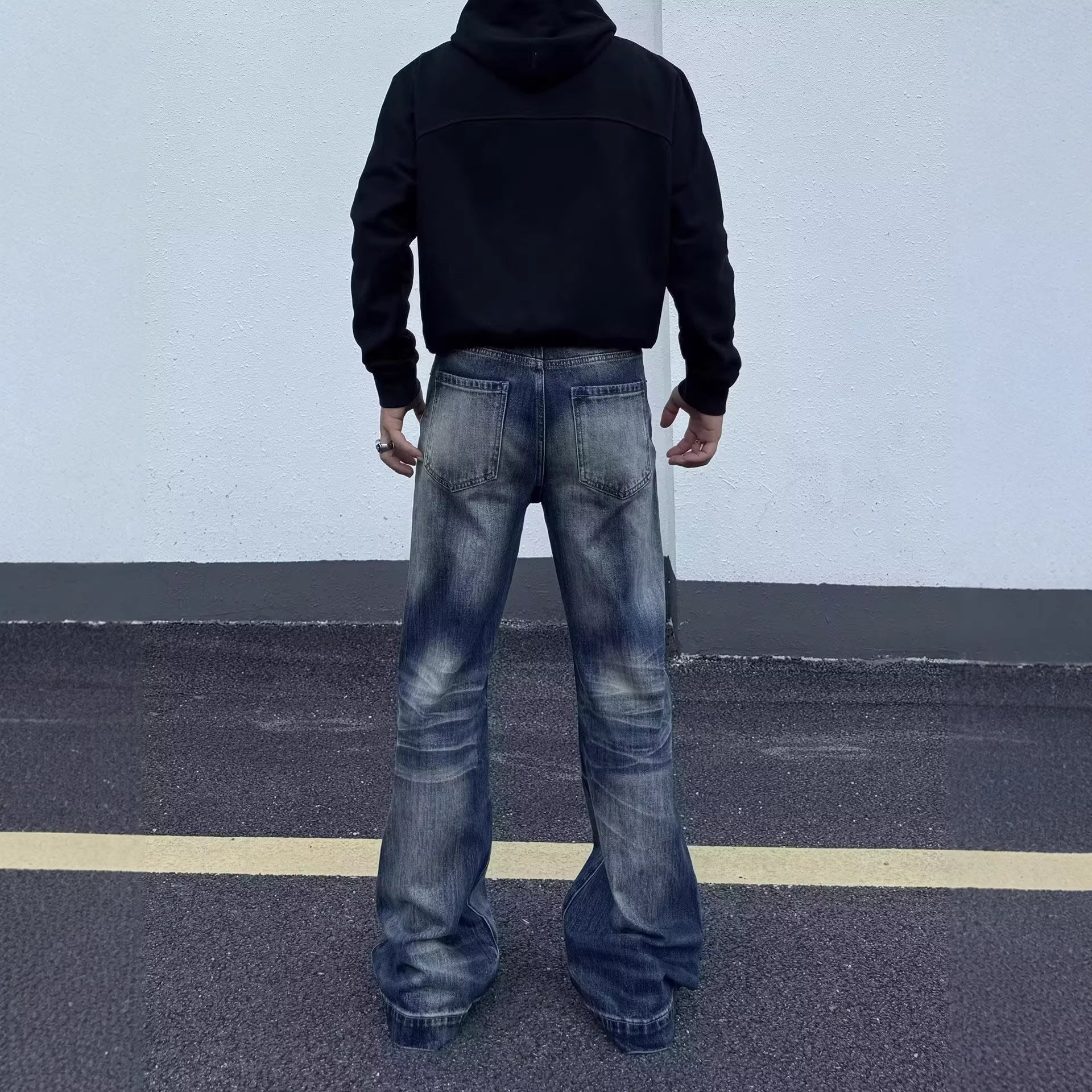 Jeans pour hommes lavés et dérangés style américain