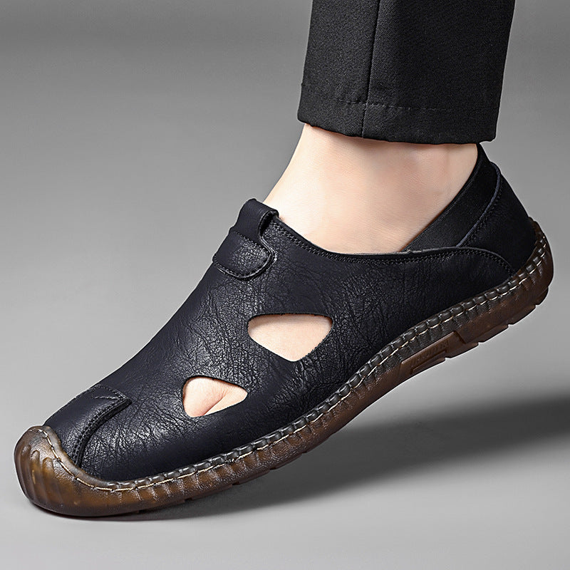 Chaussures en cuir décontracté faites à la main pour homme Style respirant perforé pour homme
