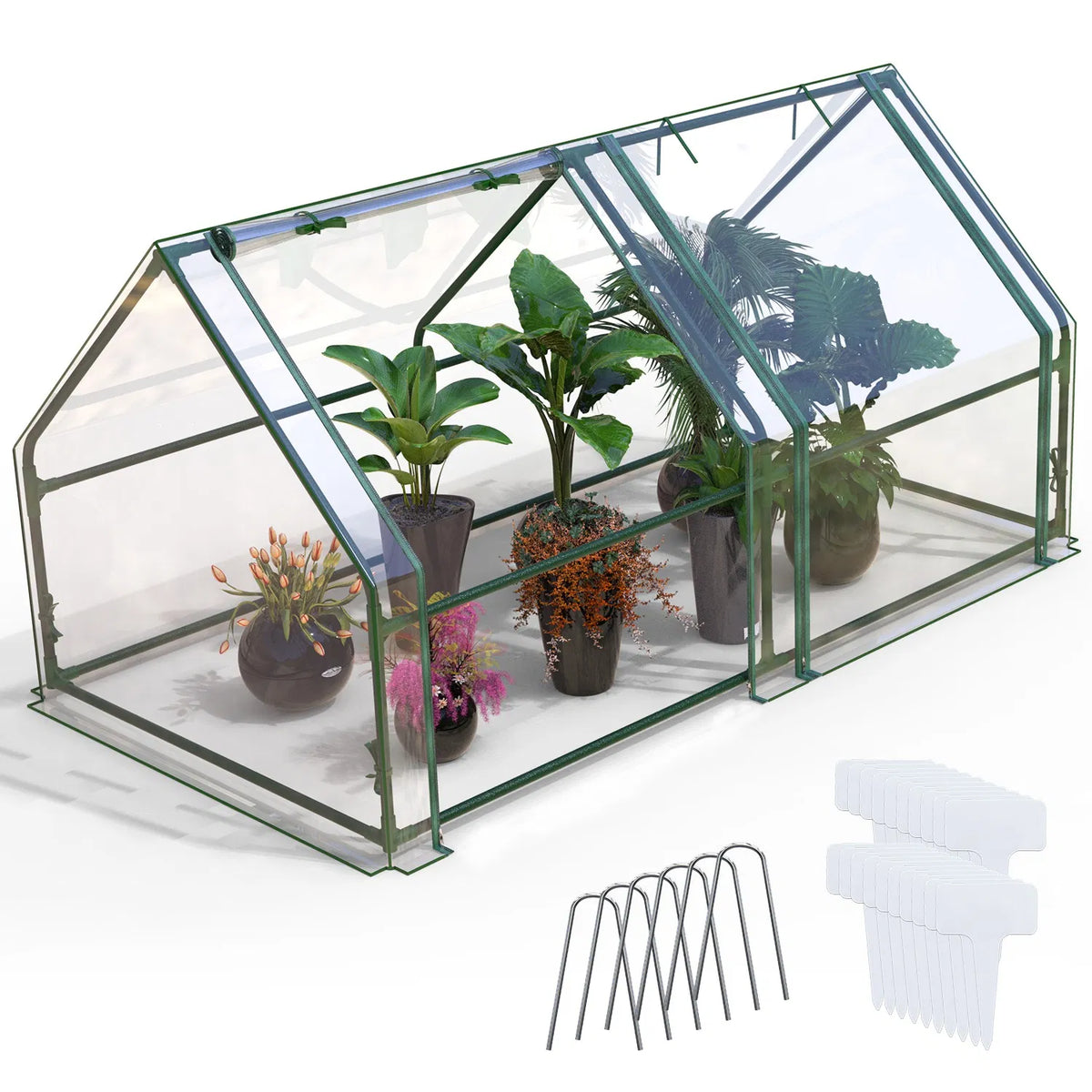 Mini serre portable avec portes à glissière étanches à UV