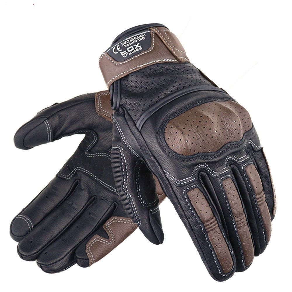 Gants d'équitation en cuir d'été à écran tactile respirant