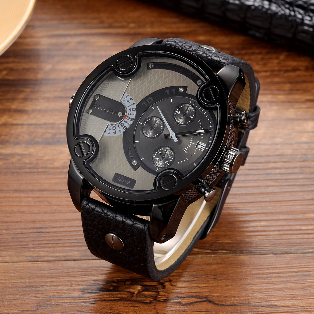 Grande Cadran Montres Quartz Calendrier Ceinture Style Montres Wrist Homme