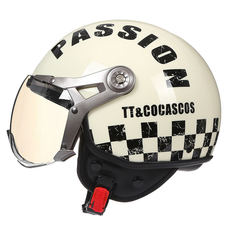Casque de moto électrique imprimé à demi-couvert pour femmes