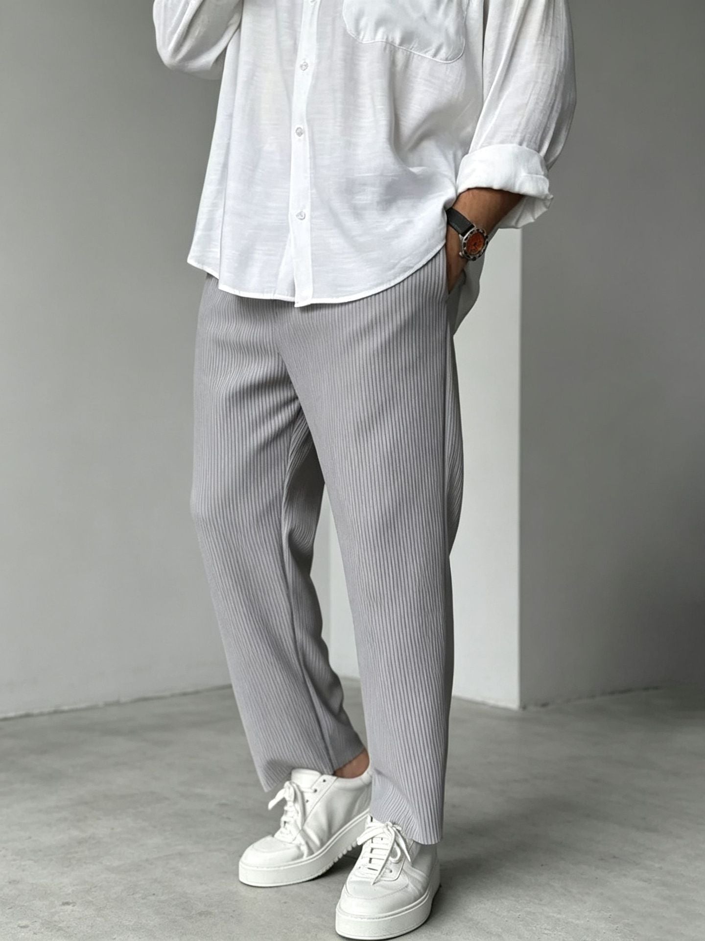 Pantalons décontractés à jambe droite pour hommes