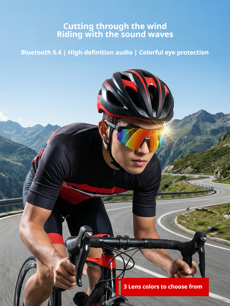 Lunettes de soleil de vélo intelligentes UV400 Anti-UV Windproof Outdoor Road Bike Sports Lunettes de soleil Wirel