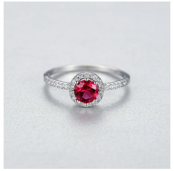 925 Argent anneau rubis diamant unique pour les femmes