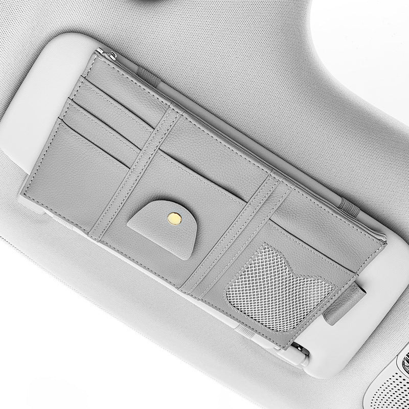 Car Sun Visor Organisateur Support de rangement en cuir complet