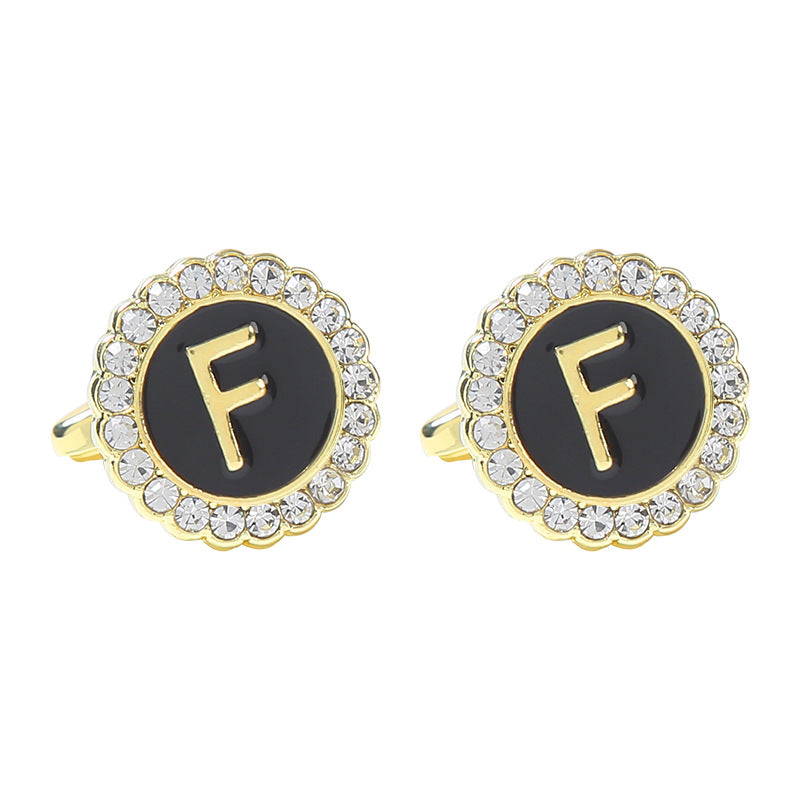 Rond Diamant French Cufflinks 26 lettres pour hommes