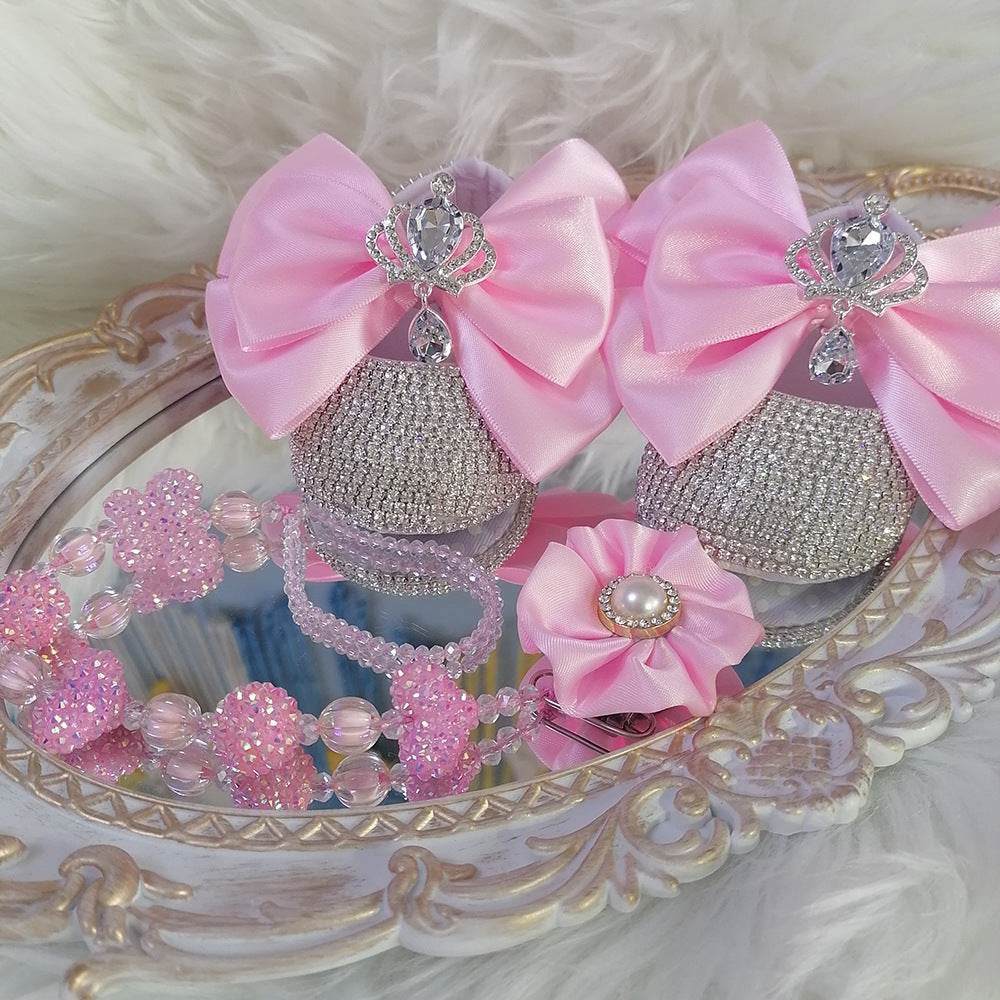 Chaussure de bébé fille en strass fait main
